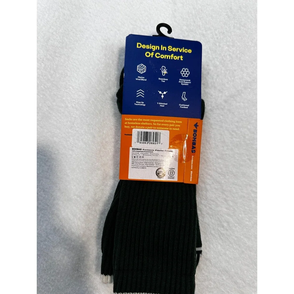 Bombas Merino Wool Blend Calf Socks Hunter Green Mens 9.5-13 Womens 11-13 Large